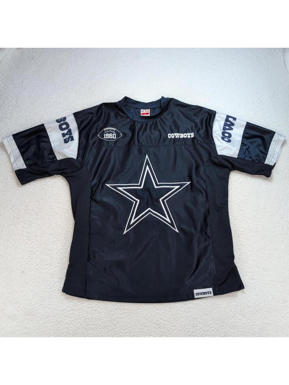 NFL Ultra Game Dallas Cowboys Embroidered Satin Jersey Men's SM 1960 Logo Navy